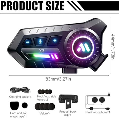 écouteurs de moto Bluetooth, écouteurs pour casque BT avec réduction du bruit, système de communication pour haut-parleurs, appels mains libres, contrle des appels musicaux (1/4)