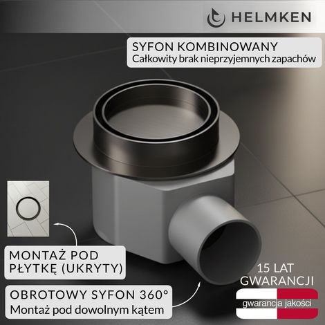 Desagüe puntual Helmken 37Е035GM, 100 x 100 mm, grafito. (1/5)