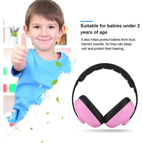 Cache-oreilles bébé antibruit pour enfants, casque antibruit pour bébé (rose) (1/5)