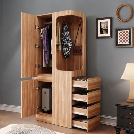 Commode coloris natural bois en bois 70 x 40 x 170 cm (1/5)