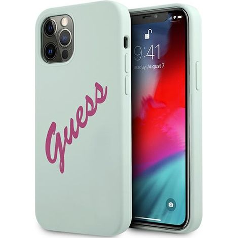 Funda rígida de silicona vintage Guess GUHCP12LLSVSBF para iPhone 12 Pro Max 6,7 azul fucsia/azul fucsia (1/5)