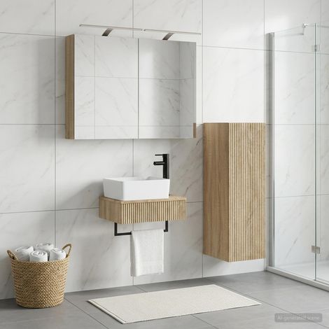 vidaXL Set di Armadi da Bagno 4 pz Rovere Sonoma Legno ingegnerizzato (1/5)