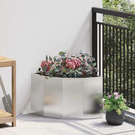 Eckpflanzer Silber 45 x 45 x 35 cm Edelstahl