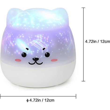 Lampada proiettore per cani di piccola taglia, dimmerabile 4W, PVC, 12x12x11,5cm, design giocoso, illuminazione decorativa per la cameretta dei bambini e per la notte (1/4)