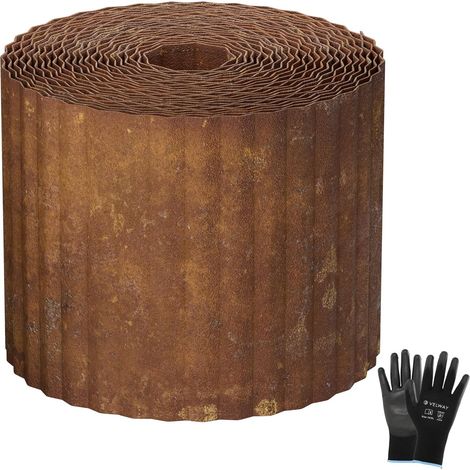 Velway Bordura Metálica Ondulada Jardín 12,2 m x 15 cm Óxido (1/5)