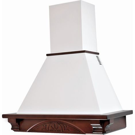 Cappa cucina rustica bianca DOLCE VITA con cornice in legno intarsio cm 120