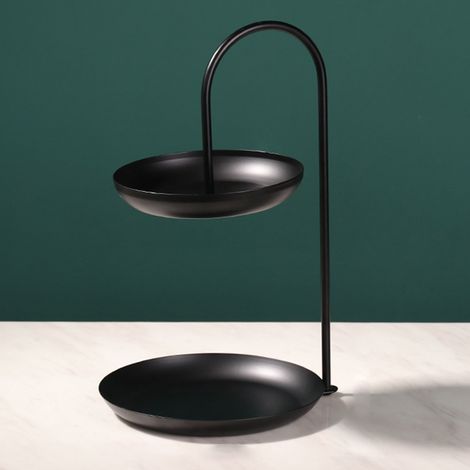 Organisateur bijoux et desserts Tabletop Design Vintage 2 étages fer noir Double plateau rangement chic (1/5)