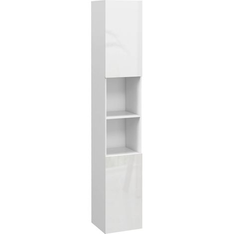 Meuble colonne de salle de bain 2 placards avec étagères réglables + 2 niches 30 x 30 x 181,5 cm blanc (1/5)