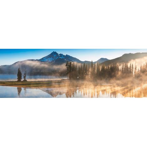 Tableau sur toile forêt brume 45x135 cm - Impression sur Toile Murale Décorative - Image imprimée en HD sur Toile - Toile sur Châssis en Bois FSC - Fabriqué en France