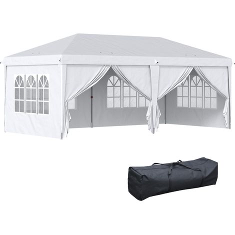 Tonnelle pop-up pliante 6 fenêtres AGRINIO blanche (1/5)