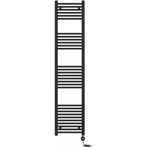 NRG Prefilled Thermostatic Electric Straight Heated Towel Rail Radiator 1800 X 400mm Black