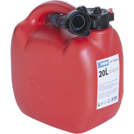 Jerrican plastique rouge 20l pour essence diesel avec bec verseur Fervi 0660/20