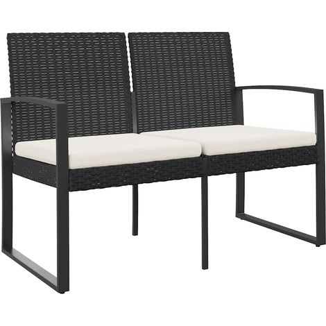 Maison Exclusive - Panca da Giardino a 2 Posti con Cuscini in Rattan PP Nero (1/5)