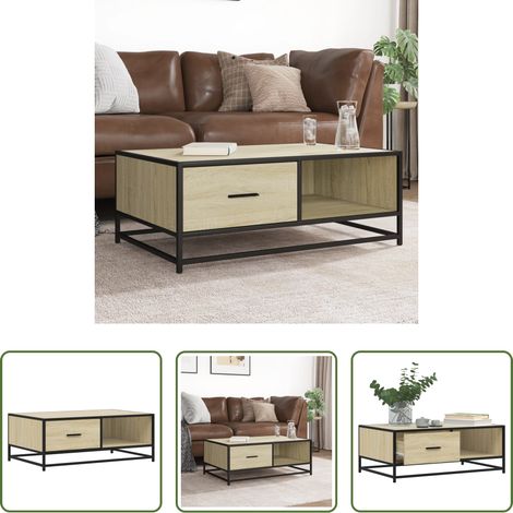 Table basse chêne sonoma - Table basse chêne sonoma 90x57x35 cm bois d'ingénierie et métal (1/5)