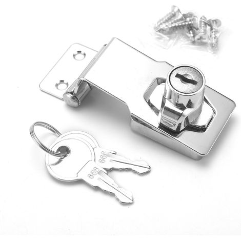 Loquet de porte serrure armoire à clé avec clé targetage chromé verrou pour garage hasp cadenas de sécurité (1/2)
