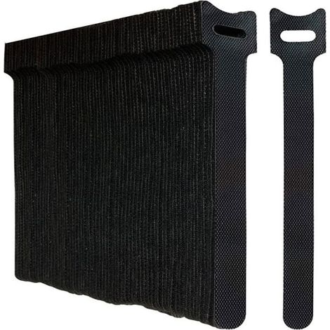 Attache câble scratch - Réutilisable Auto agrippante - Organisation câbles - Lot de 100 noir (1/5)
