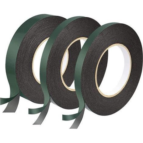 3 Rouleaux Double Face Ruban, Ruban Adhésif Double Face Noire12 mm,12mm,25mm Ruban Mousse Extra Fort Ruban Eponge Imperméable Isolant Etanche Anti Chocs Chaleur Thermique (1/5)