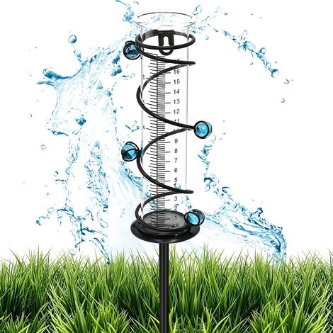 Pluviomètre antigel avec support métallique, pluviomètre de jardin, pluviomètre en verre facile à lire, indicateur de précipitations, accessoire de jardin pour cour, terrasse, pelouse, aménage (1/5)