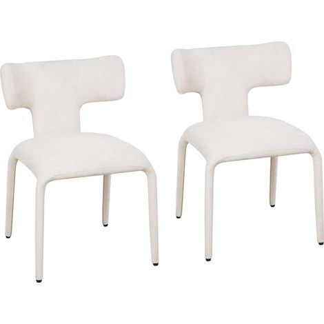 WOLTU Set di 2 Sedie da Pranzo in Lino Colorato Sedie da Cucina Moderne con Gambe in Metallo per Soggiorno, Colore Albicocca