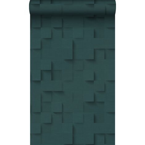 papier peint cubes 3D bleu canard - Origin Wallcoverings (1/5)
