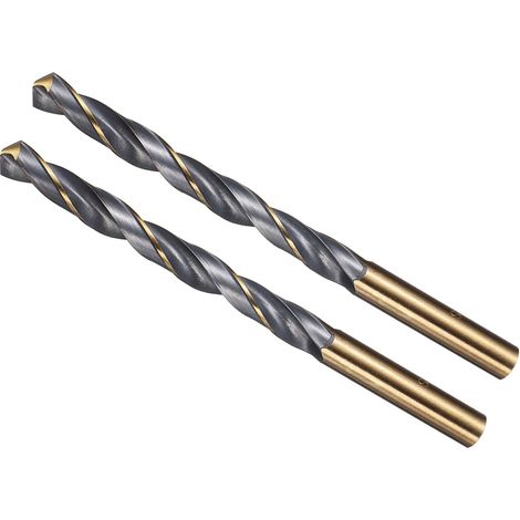 2PCS Foret Hélicoïdal, 8mm Mèche à Creuser Acier Rapide 4341, Tige Droite 118° Finition Noir et Or pour Cuivre Aluminium Bois Plastique Métal, Forets à Métaux de Dureté Moyenne (1/5)