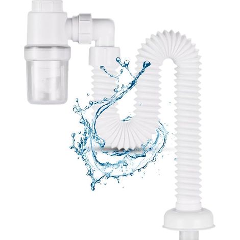 1/4 Zoll Siphon, Raumsparsiphon, Geruchsdichter Flexibler Siphon, Einstellbarer Siphon Waschbecken, Flexibles Ablaufschlauch, Austauschbarer Abwasserrohr, Abflussrohr mit Geruchsverschlus