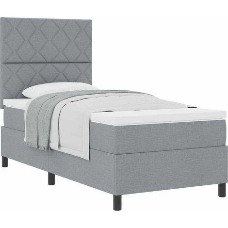 Box Spring Bed with Headboard Light Grey 100 x 200 cm Fabric vidaXL (1/5)