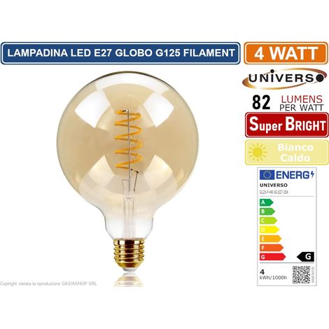 UNIVERSO G125-S-OC LAMPADINA LED E27 4W BULB G125 GLOBO FILAMENT VETRO AMBRATO 2500K (1/2)
