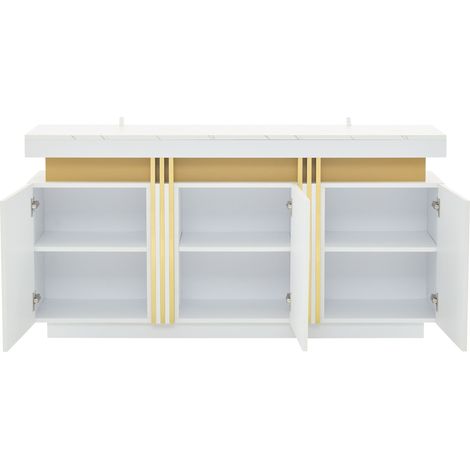 Aparador moderno blanco 140 x 38 x 70 cm con 3 puertas y estantes regulables HOMVRA (1/5)