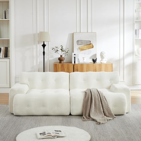 Canapé 224x104x66 cm beige – design modulable en chenille, sans montage MEUBLIV (1/5)
