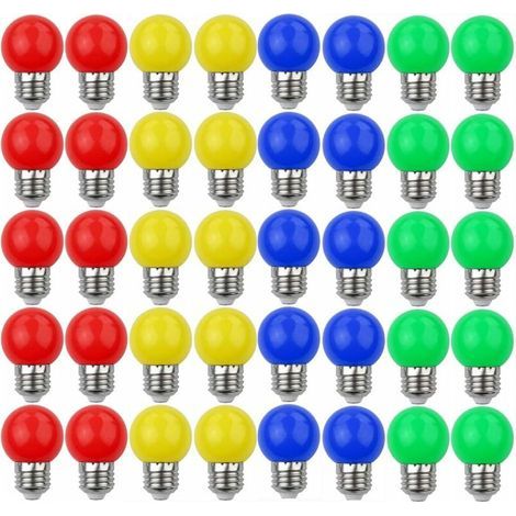 E27 3W=30W LED-Lampen in verschiedenen Farben (40er-Pack) - Rot, Gelb, Blau, Grün - 240 Lumen (1/5)