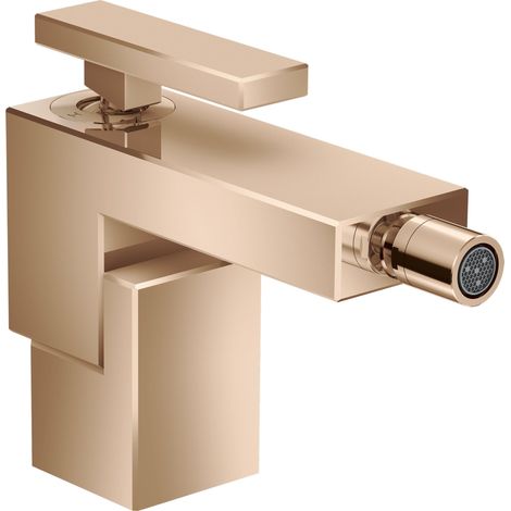 Mitigeur bidet à levier unique AXOR EDGE avec ensemble de vidage en finition or poli (1/3)
