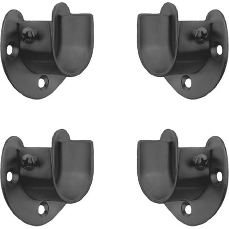 Black Edition Lot de 4 supports de tringle de placard en acier inoxydable en forme de U pour tringle à rideau de douche 32 mm