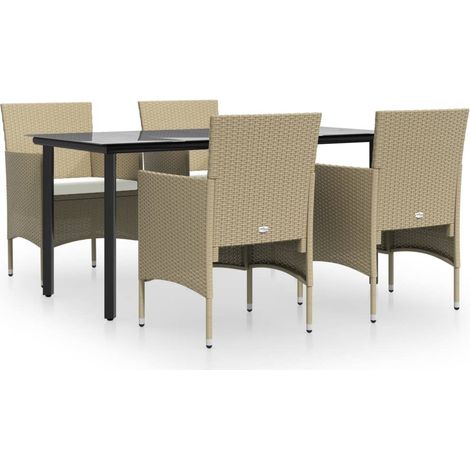 Maison Exclusive - Set da Pranzo da Giardino 5 pz con Cuscini Beige e Nero (1/5)