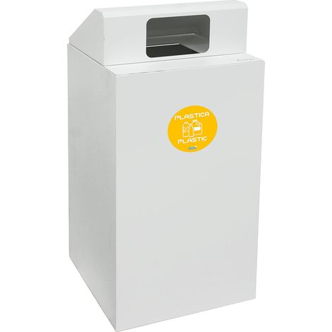 Contenitore per Raccolta Differenziata Capacità 100 L con Etichette 45x50x96 cm in Acciaio Verniciato Bianco