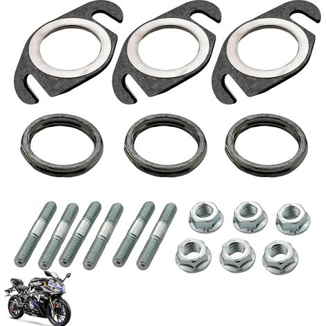 Kit de Joints d'échappement pour Scooter Yamaha et 2T 50cc - 6 Joints, 6 boulons et 6 écrous, Haute Performance, réduction du Bruit et Facile à Installer (1/5)