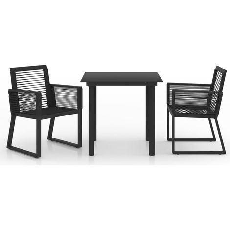 Mobili da giardino mobili da esterno set di mobili 3 pezzi in PVC rattan nero