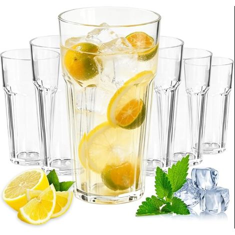 Ensemble de verres à cocktail transparents, robustes et imitation verre, pour la maison et la restauration. (1/5)