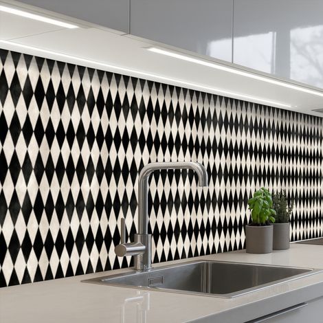 SALPICADEROS DE COCINA Clásico - Patrón - Negro 500x60 (1/5)