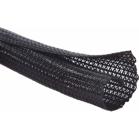 BRAVIX 13mm-10m Gaine Câble Auto-Fermeture Manchon de Câble Cache Câble Range Câble Gestion des Câbles pour Ordinateur, Automobile - Noir, (1/5)