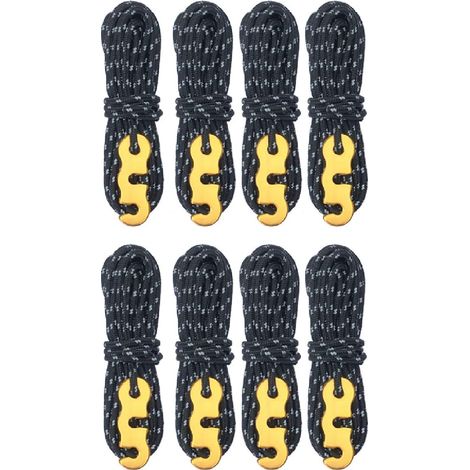 Corde réfléchissante à haute résistance 8PCS 4mm (noir)