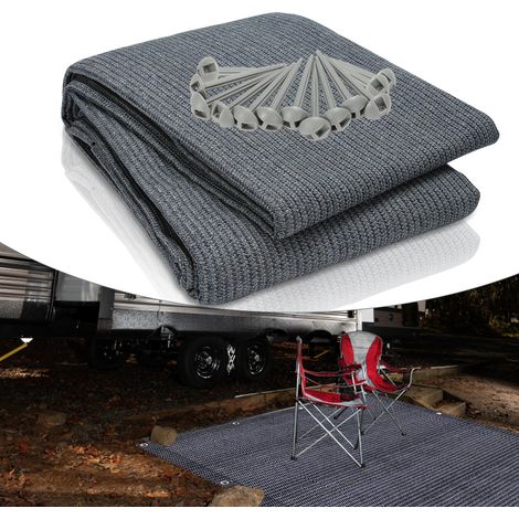 Swanew – Tapis de tente camping 300 x 500 cm – Tapis de sol PEHD antidérapant – Résistant aux intempéries et lavable – Pour caravanes et auvents
