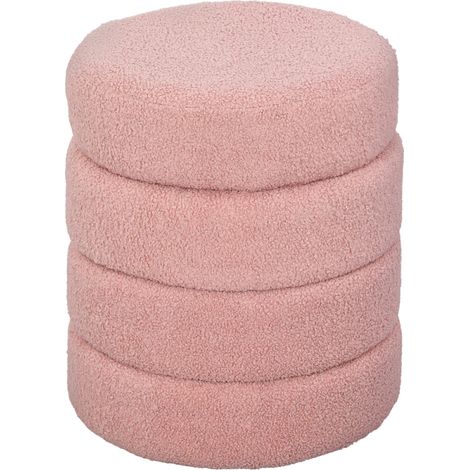Tabouret rond en polaire douce, jusqu'à 120 kg, 40 x H 45 cm, rose (1/5)