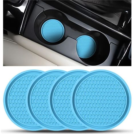 Pieces Universal Anti-Slip Silicone Coasters, PVC Cup Holder, Car Coaster, Car Cup Mat, Cup Coaster (Blue) (1/5)