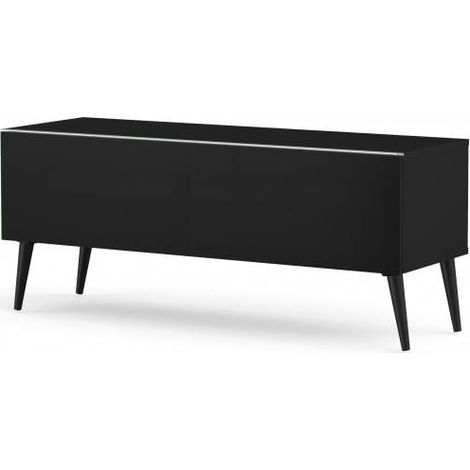 Meuble TV tissu acoustique et mélaminé noir Vasteras 120 cm (1/5)