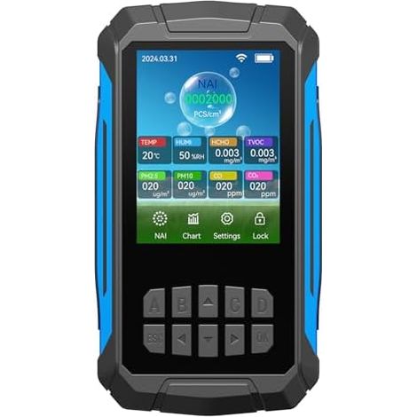 Moniteur Qualité Air Détecteur Intérieur 7 en 1 Ions Négatifs CO2 PM2.5 PM10 TVOC Température Humidité pour Maison Bureau École Voiture (1/5)