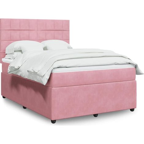 Boxspringbett mit Matratze Rosa 140x200 cm Samt