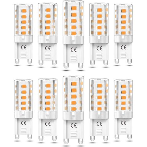 Lot de 10 ampoules LED G9 dimmables 3W blanc chaud 3000K, équivalent halogène 50W AC110/220V [Classe énergétique F] (Version non dimmable) (1/4)
