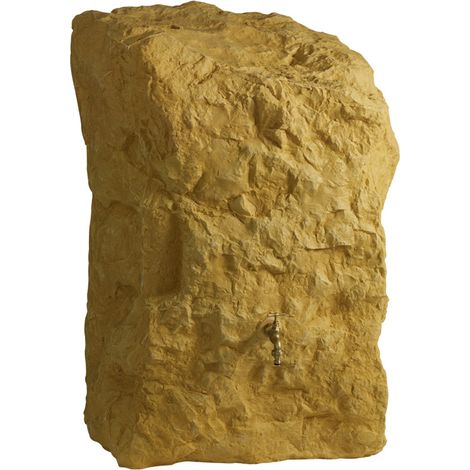 Récupérateur d'eau de pluie mural 300L en plastique rotomoulé – Robinet laiton – Installation près gouttière – Apparence pierre – Bellijardin