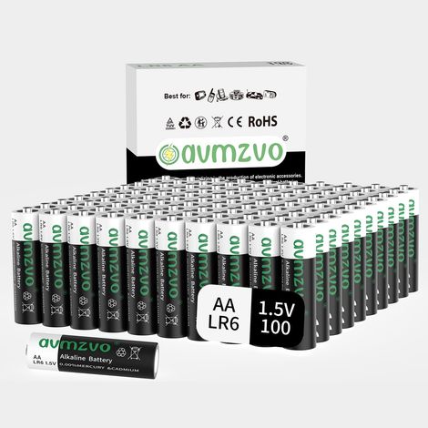 AA Batteries 100 Stück, LR6 Batterien 1.5V Alkaline, langlebige Power Leistungsstark, Kann für Spielzeug, Wecker und andere elektronische Geräte verwendet Werden (1/5)